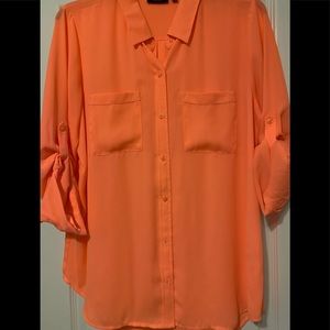Apt 9 women’s sheer coral button down shirt